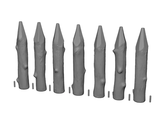 3D model for Row of sharpened tree trunks