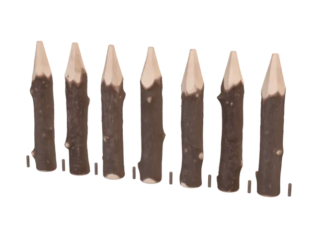 3D model for Row of sharpened tree trunks