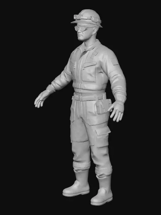 3D model for Construction Worker in Orange Safety Gear