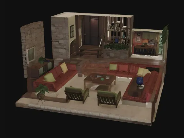 3D model for Sunken Plaid Living Room