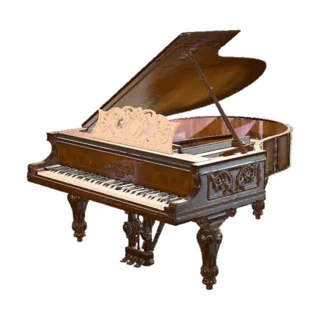 grand piano with beethoven sitting at it - Musician 3D model, vytvořený pomocí AI
