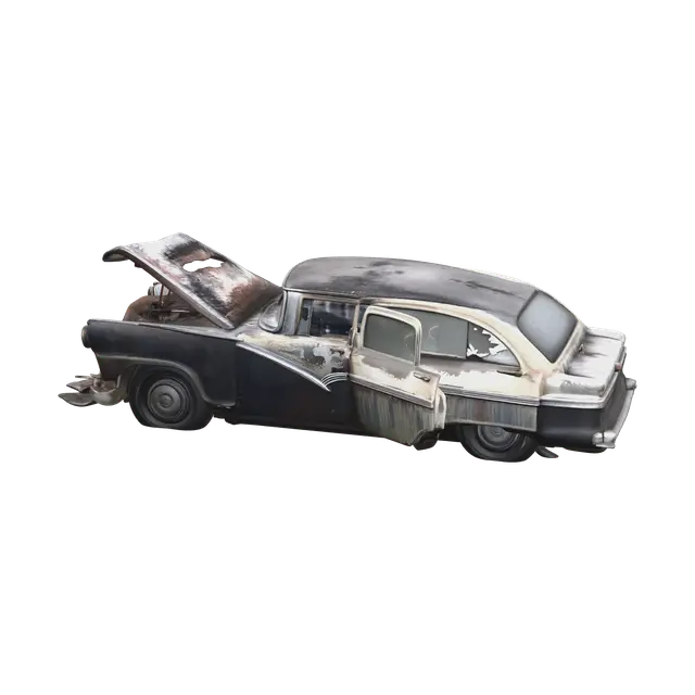 Low-Poly Rusty Car 3D model, vytvořený pomocí AI