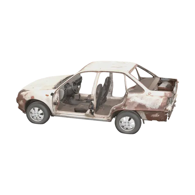 Ornate Rusty Car 3D model, vytvořený pomocí AI
