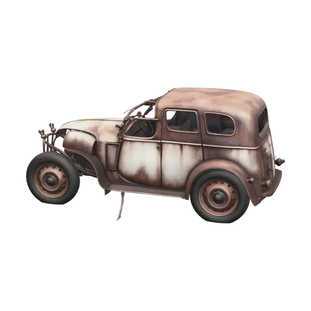 Realistic Rusty Car - Driverless 3D model, vytvořený pomocí AI