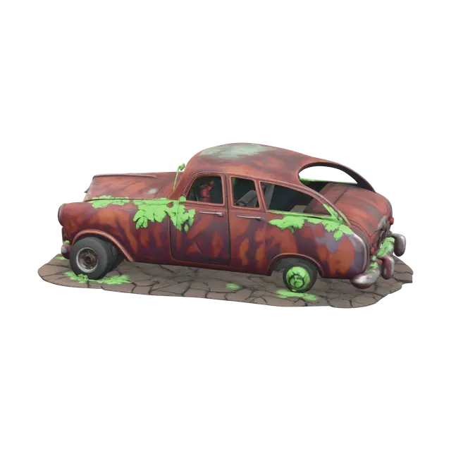 Rusty Car 3D model, vytvořený pomocí AI