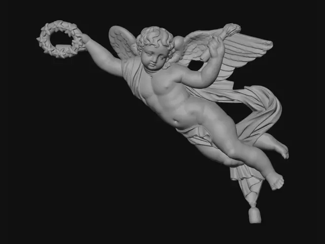 3D model for Winged Cherub with Star Ring