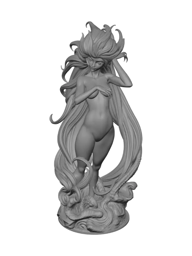 3D model for using the reference picture create a 1 model that is a scuplting also it's a resin print so make sure that the hair is water type making