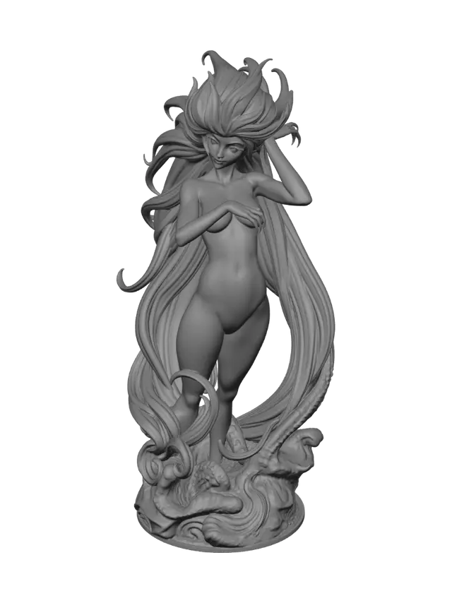 3D model for using the reference picture create a 1 model that is a scuplting also it's a resin print so make sure that the hair is water type making