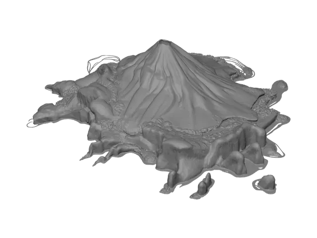 3D model for Isla Majestuosa con Volcán