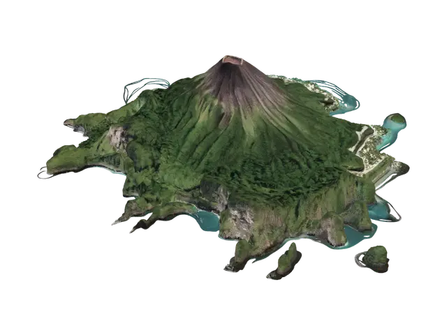 3D model for Isla Majestuosa con Volcán