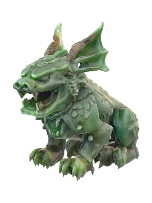 Hyper-Realistic | Artifact | Ancient | Old | Worn | a guarding beast statue made of… - Statues 3D model, vytvořený pomocí AI