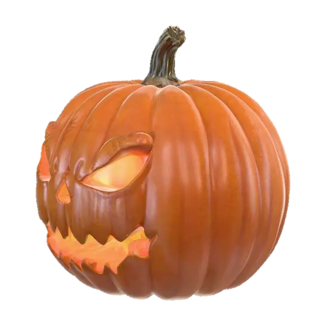 Halloween | Scary | Hyper-Realistic | Gothic | Grimm | A Orange round pumpkin with a… - Candle 3D model, vytvořený pomocí AI