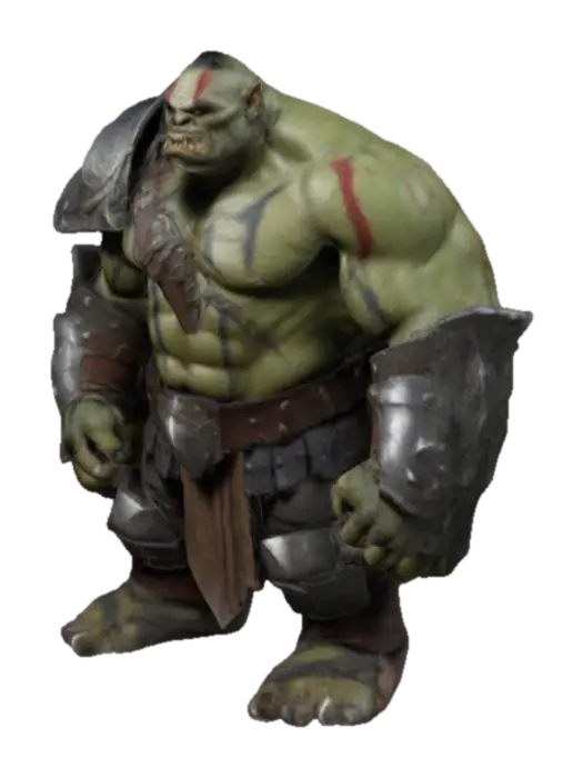 orco , con armadura , sin armas , ultra detallado , T pose , cicatrizes en el cuerpo , - Scars 3D model, vytvořený pomocí AI