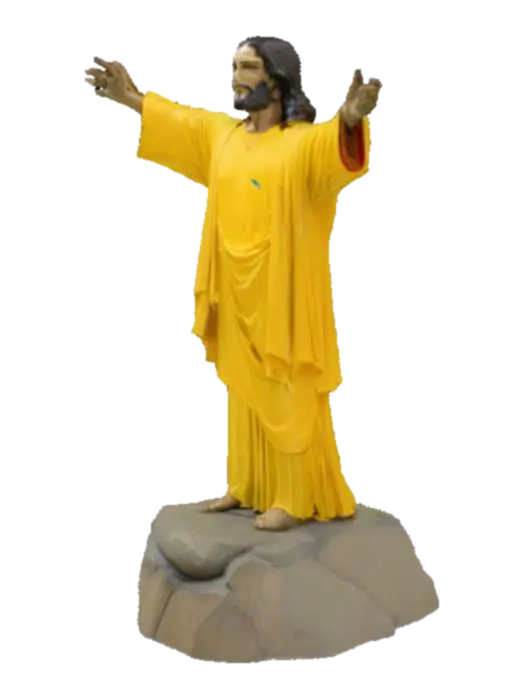 3D model for [Brasil] Cristo Redentor no [Rio de Janeiro] vestindo uma camisa de time de futebol Amarela e fazendo um "hang loose" gigante com a mão. #AroundTheWorld#