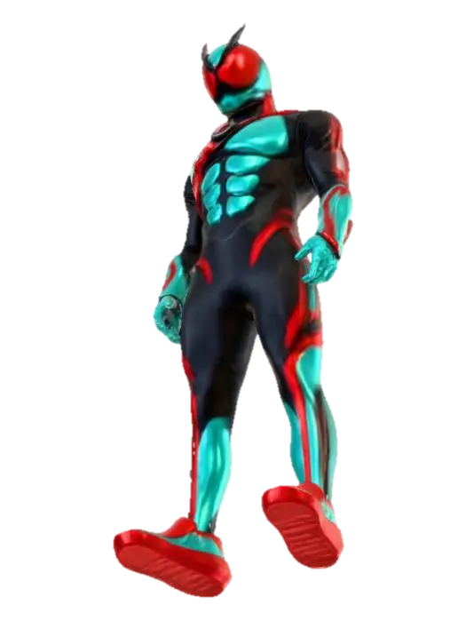 Neon Ember Ranger - Kamenrider 3D model, vytvořený pomocí AI