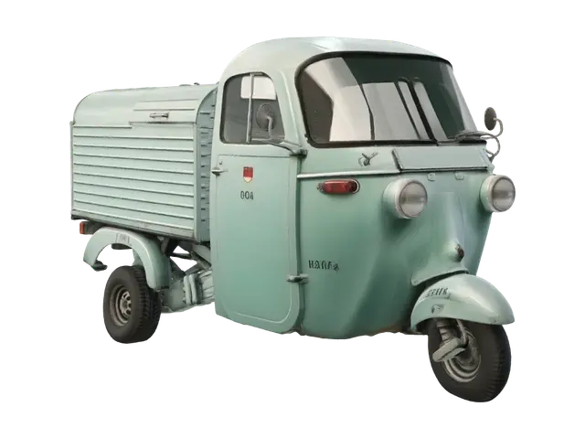 Blue Vintage Piaggio Ape Cargo Truck 3D model, vytvořený pomocí AI