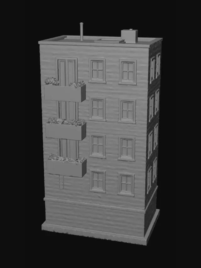 3D model for Rooftop Garden on a Stone Building