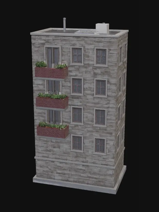 3D model for Rooftop Garden on a Stone Building