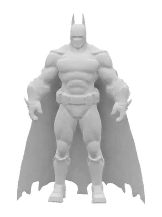 3D model for a highly detailed, cel shaded 3d model of Batman stood in a dynamic action pose. With a design inspired by Christopher Nolan, Frank Miller and Dave McKean.