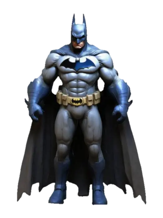 3D model for a highly detailed, cel shaded 3d model of Batman stood in a dynamic action pose. With a design inspired by Christopher Nolan, Frank Miller and Dave McKean.