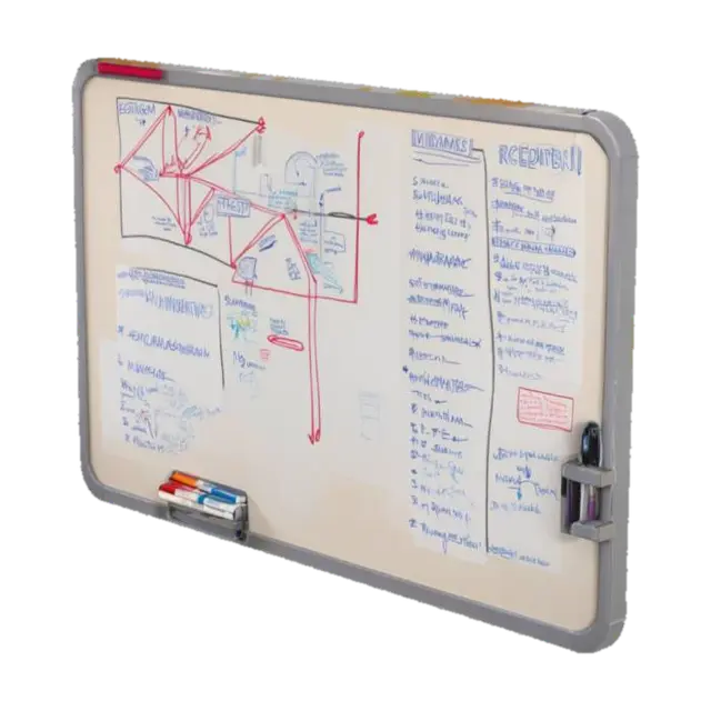 A large magnetic whiteboard with tactical map overlays pinned to it - Strategy 3D model, vytvořený pomocí AI