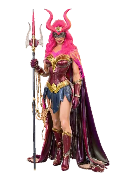 Evil Wonder Woman Warrior, #villain# - Supervillain 3D model, vytvořený pomocí AI