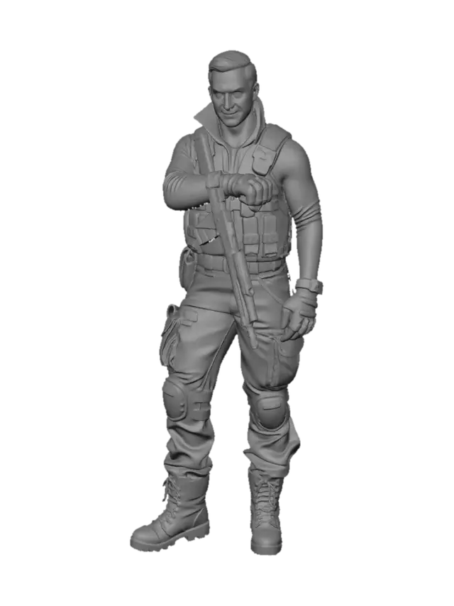 3D model for jai besoin d'un personnage en 3d qui a un air menacant mais a la fois gentille avec une cicatrice sur la joue pour un jeu de super et de anti heros en meme temps fps