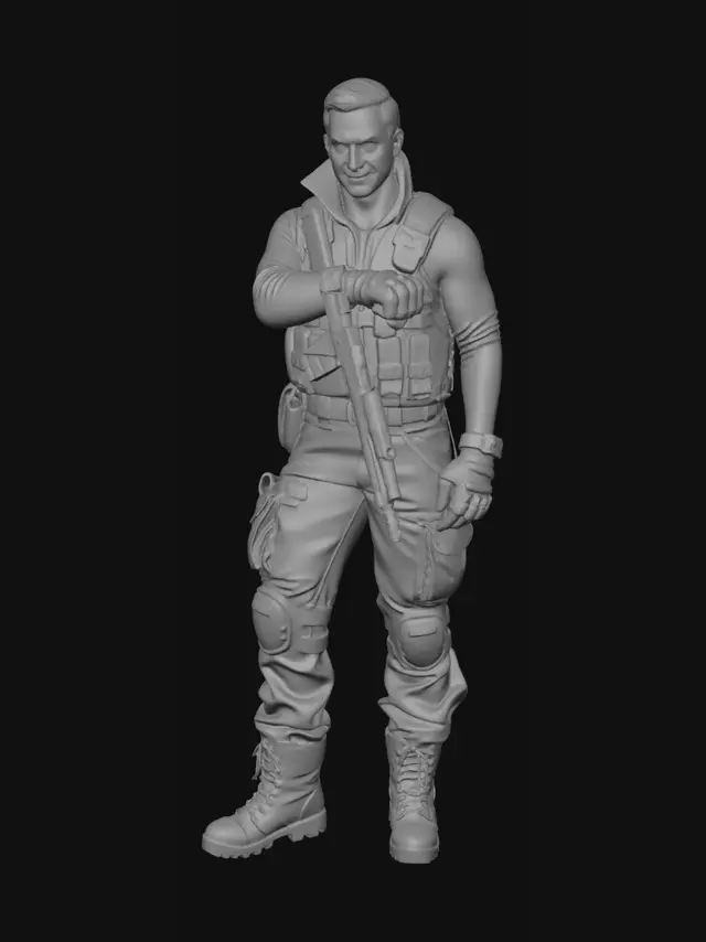 3D model for jai besoin d'un personnage en 3d qui a un air menacant mais a la fois gentille avec une cicatrice sur la joue pour un jeu de super et de anti heros en meme temps fps
