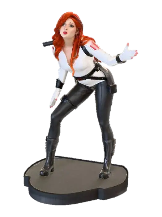 Crimson Heroine in White - Blackwidow 3D model, vytvořený pomocí AI