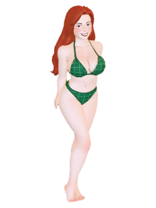Emerald Grid Bikini - Redhead 3D model, vytvořený pomocí AI