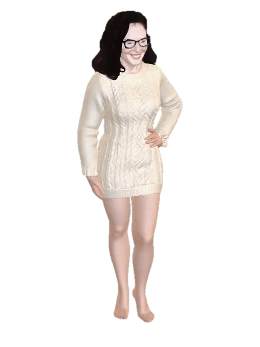 Beige Knit Sweater Dress Doll 3D model, vytvořený pomocí AI
