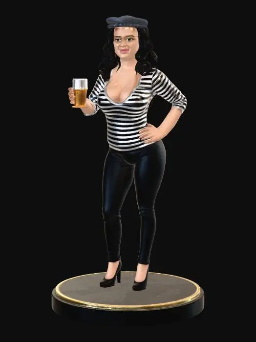 3D model for Striped Pinup with a Pint