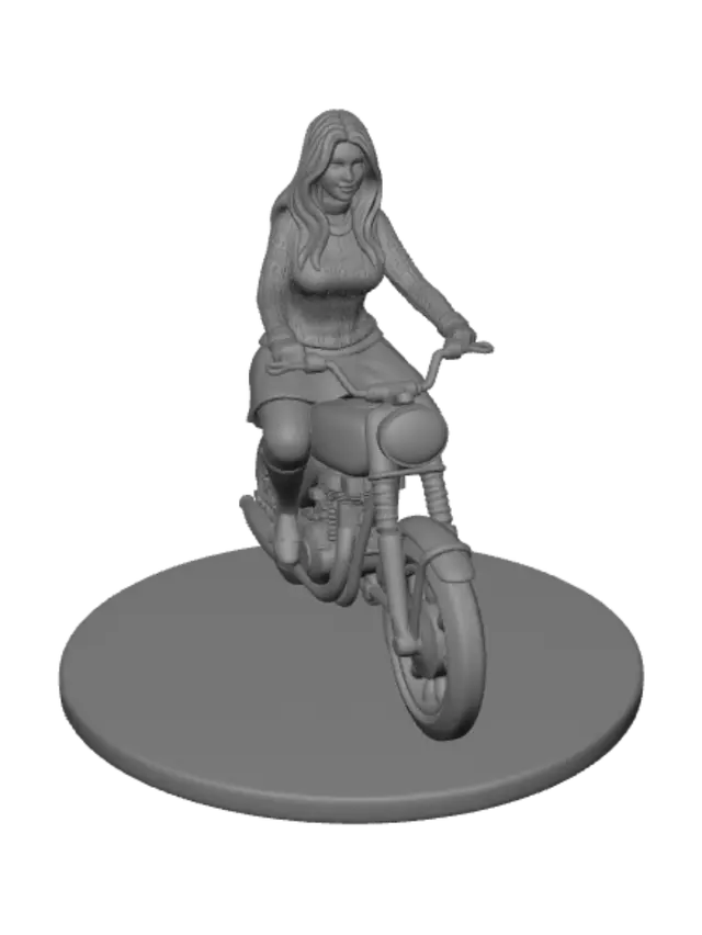3D model for Miniature Motorcyclist on a Vintage Bike