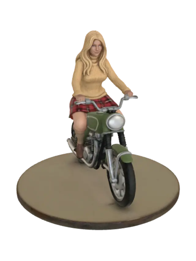 3D model for Miniature Motorcyclist on a Vintage Bike