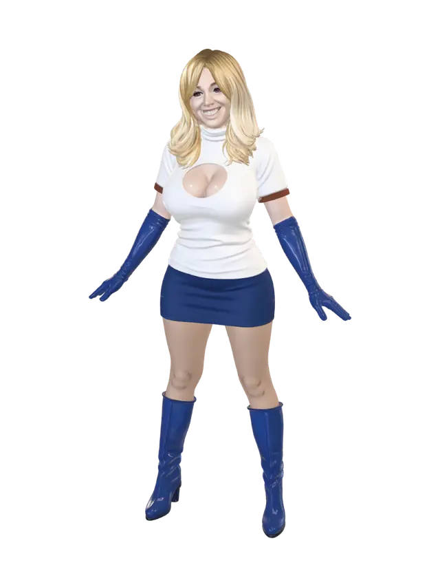 3D model for Cosplay Heroine in White and Blue