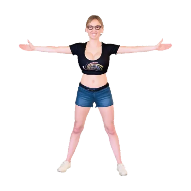 Modello 3D Playful Pose with Open Arms - Nerd, generato dall’IA