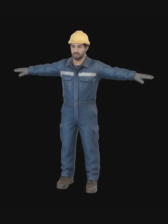 3D model for Construction Worker in a T-Pose
