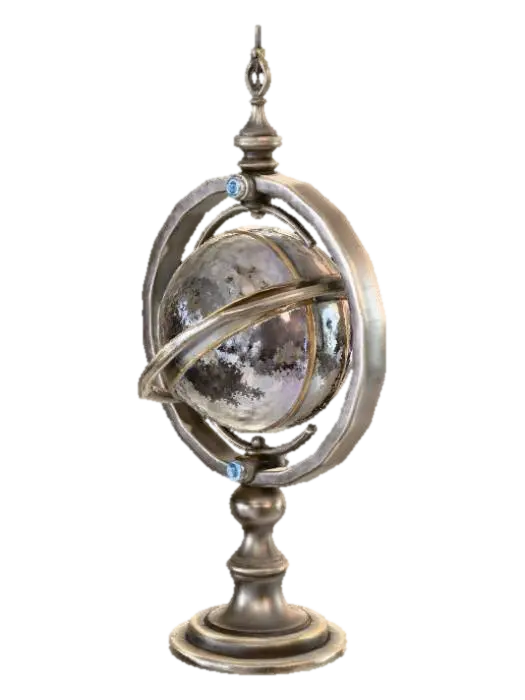 Fantasy gyroscope ornament 3D, metallic structure made of three thin intersecting… 3D model, vytvořený pomocí AI