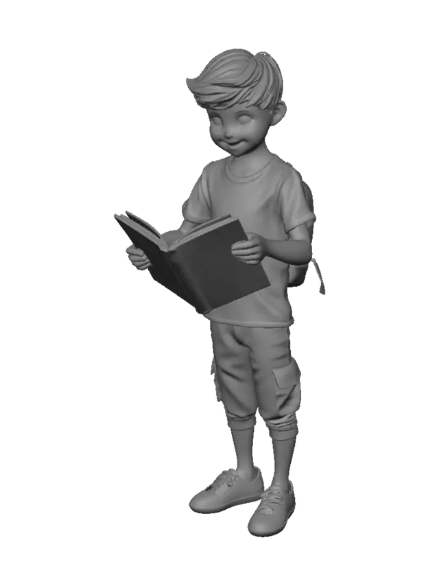3D model for Bi tane erkek çocuk elinde matematik defteri var