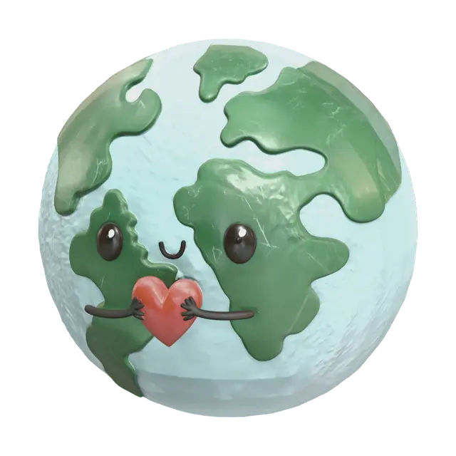 Low-Poly Cartoon Earth 3D model, vytvořený pomocí AI