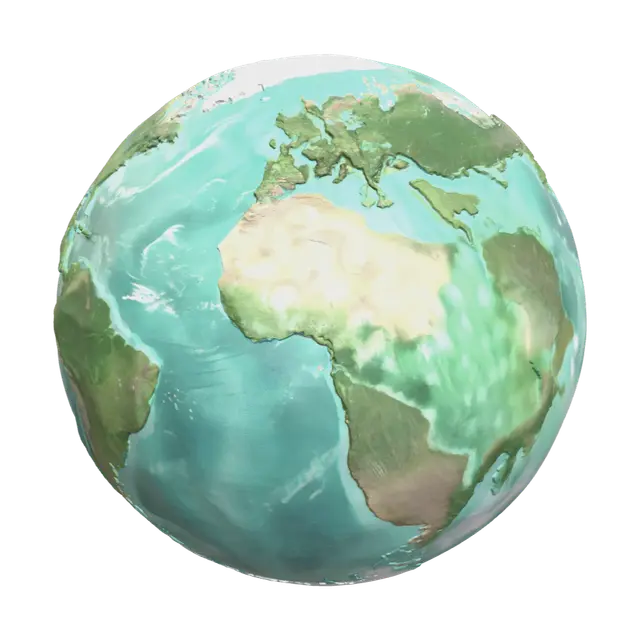 Weathered Cartoon Earth 3D model, vytvořený pomocí AI