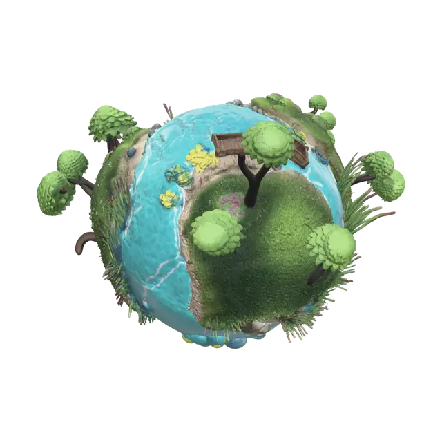Cartoon Earth 3D model, vytvořený pomocí AI