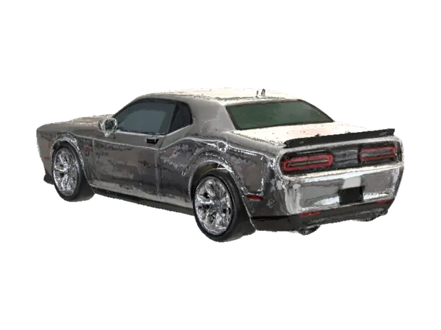 3D model for High quality, Dodge Challenger Hellcat, Body painted white, rims painted white, tires painted black, with red back lights