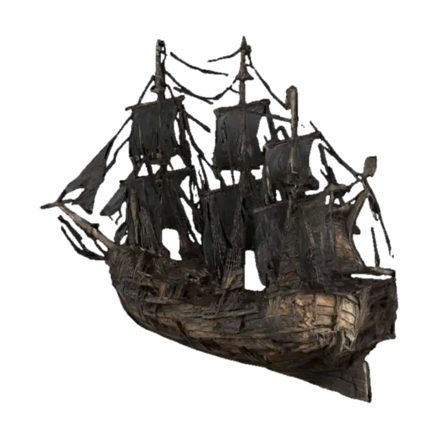 3D model for Highly realistic rotten Ship, sailing ship, Wood, Dark, Broken, damaged