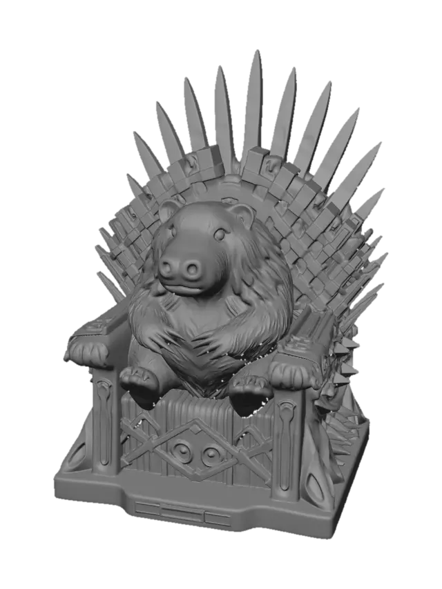 3D model for crie um boneco na forma de uma capivara sentada no trono de ferro igual ao seriado games of thrones