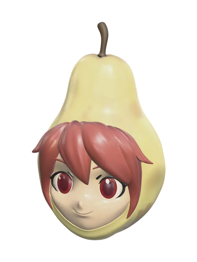Stylized Teto Pear 3D model, vytvořený pomocí AI