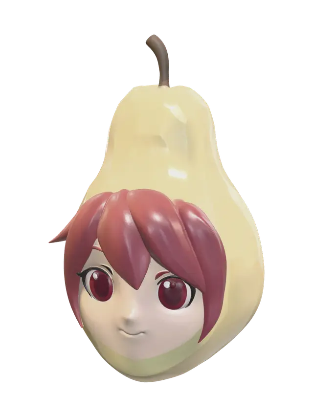 Realistic Teto Pear 3D model, vytvořený pomocí AI