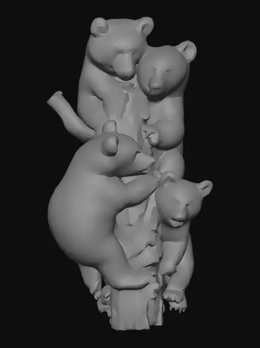 3D model for Bear Family Climbing a Tree