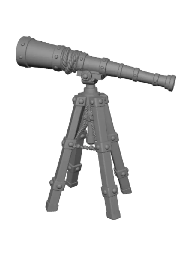 3D model for Brass Telescope on a Wooden Tripod
