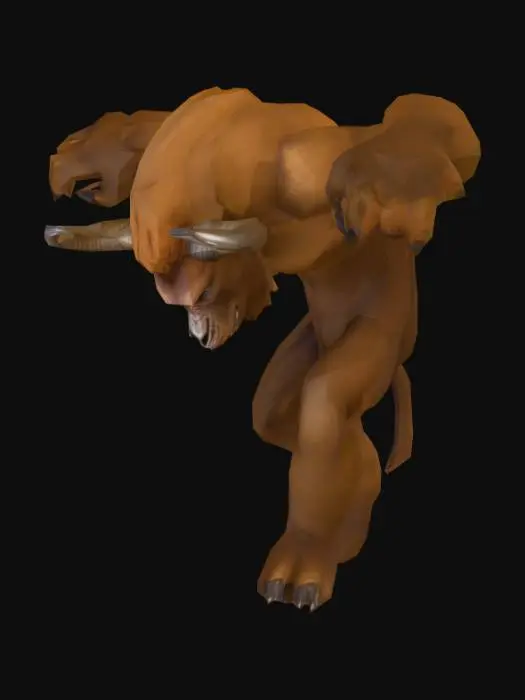 3D model for create me a monster that has the body of a bison but the arms of a gorilla, walks on 4 legs